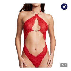 Victoria's Secret Sexy Red Cut Out High Neck Embellished Size Medium. NWT $89.95